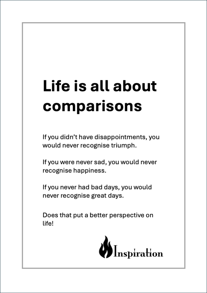 'Life Is All About Comparisons' Print